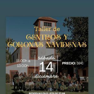 Taller de coronas navideñas en Finca San Ramón Elche. Experiencia navideña sostenible.